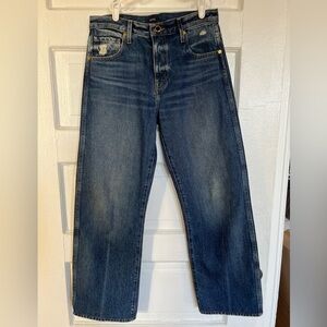 KHAITE Kerrie Jean Trendy wide leg/slight barrel Women Denim Jeans in Deep Blue